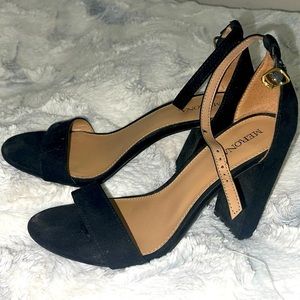 Black Ankle Strap Block Heel
